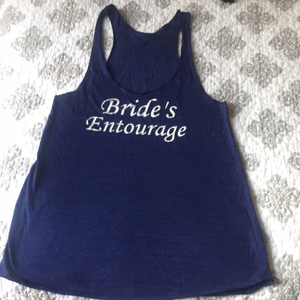 Navy blue tank with "Bride's Entourage"